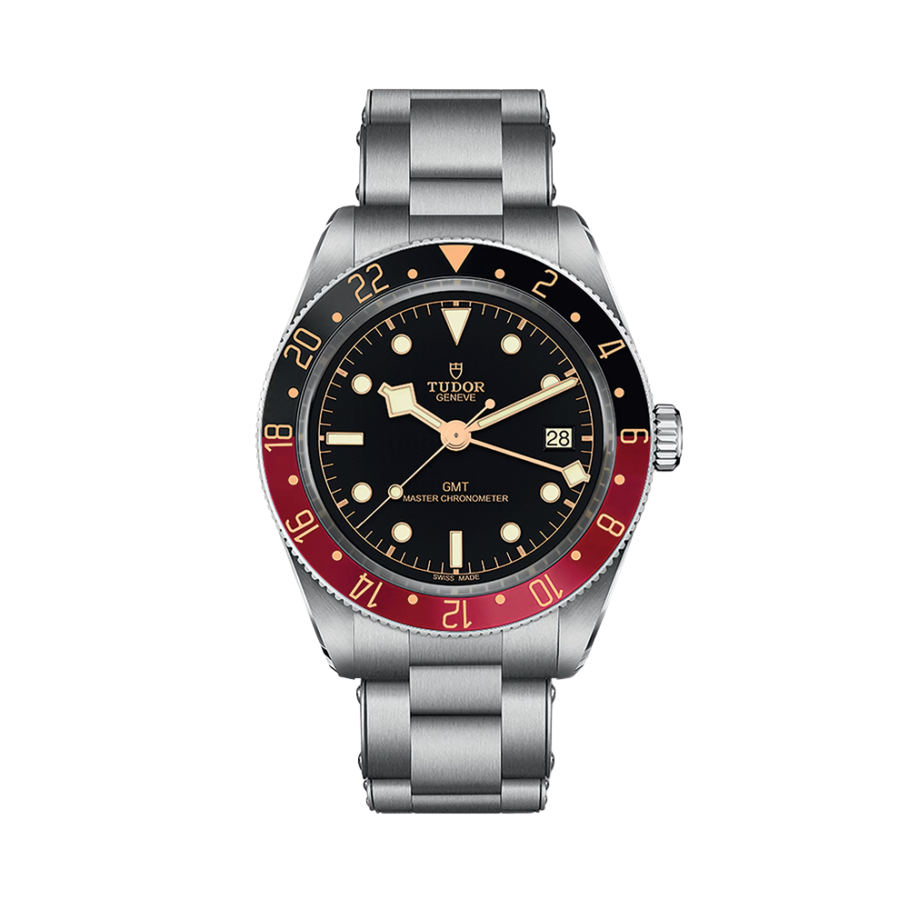 Black Bay 58 GMT 39mm - Black, Burgundy Bezel on 3-Link Bracelet