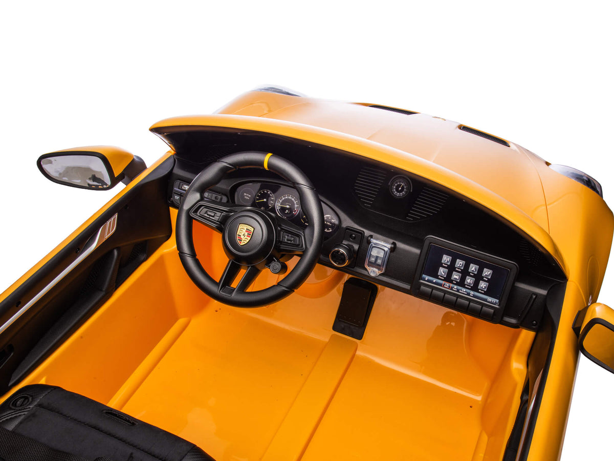 24V Porsche 911 GT3 Kids 2-Seater Ride On Car - Yellow