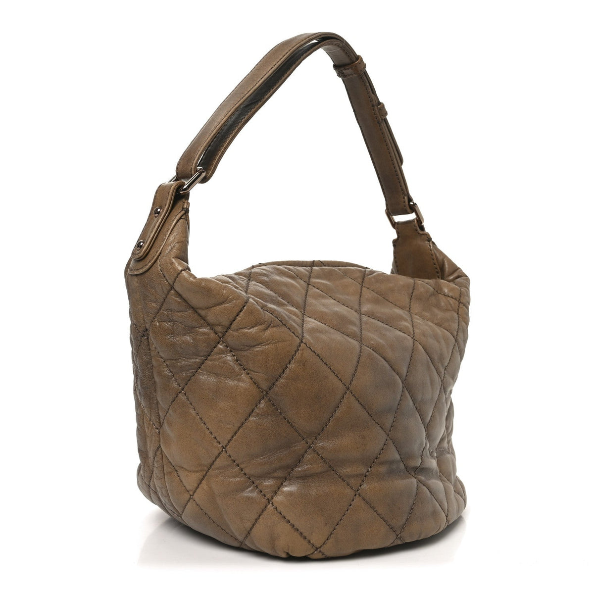 Lambskin Quilted Cloudy Bundle Hobo Beige