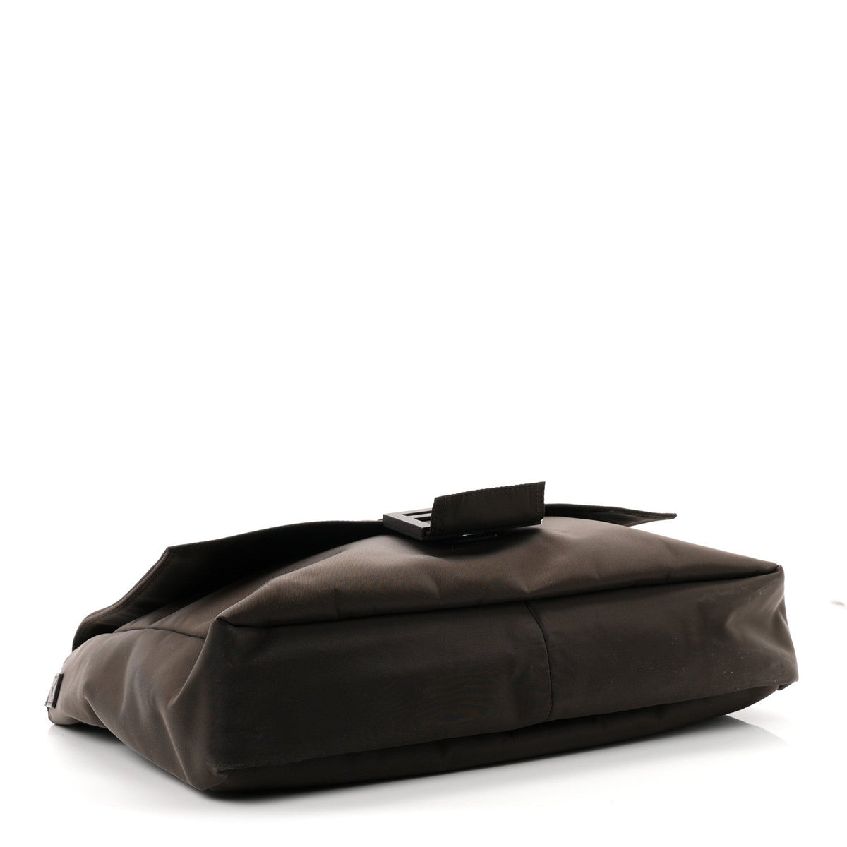 Econyl Nylon Cuoio Romano Monochrome Large Baguette Messenger Bag Ebano