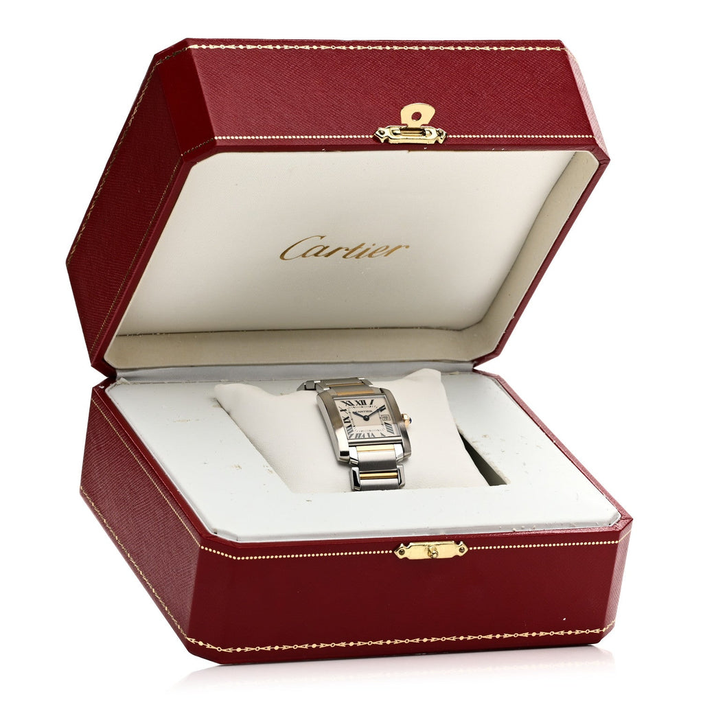 Stainless Steel 18K Yellow Gold 25mm Tank Francaise Quartz Watch
