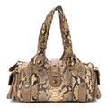 Snakeskin Calfskin Silverado Shoulder Bag Beige