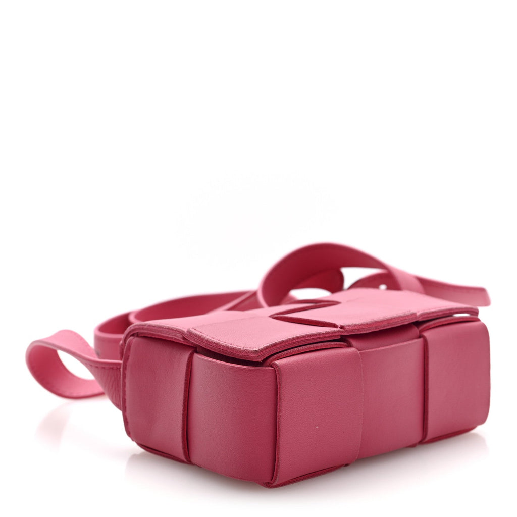 Lambskin Maxi Intrecciato Extra Mini Cassette Crossbody Bag Cranberry