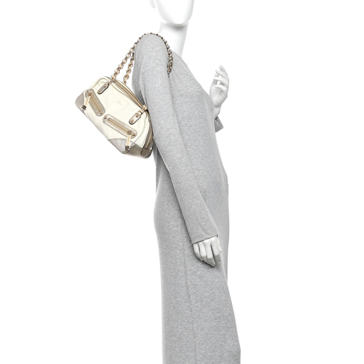 Goatskin Small Capri Bowler White Gold