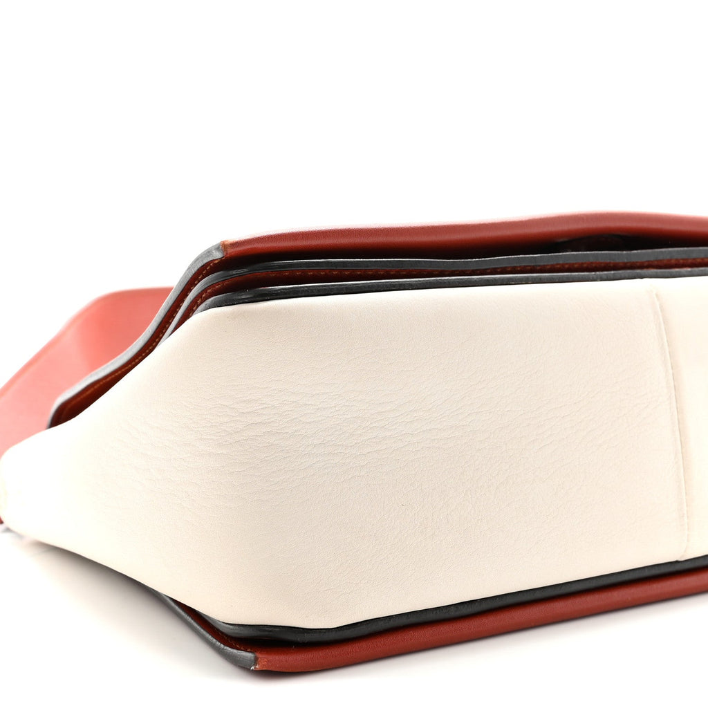Shiny Smooth Calfskin Medium Frame Shoulder Bag Maple White