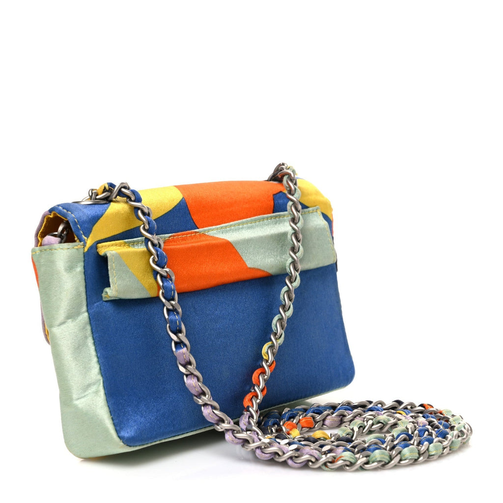 Satin Convertible Mini Flap Blue Multicolor
