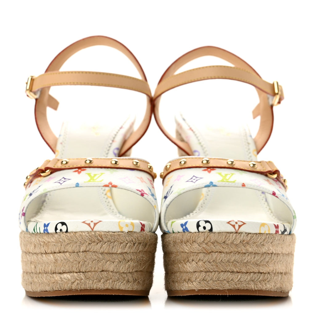 LV X TM Monogram Multicolor Helios Wedge Sandals 40 White