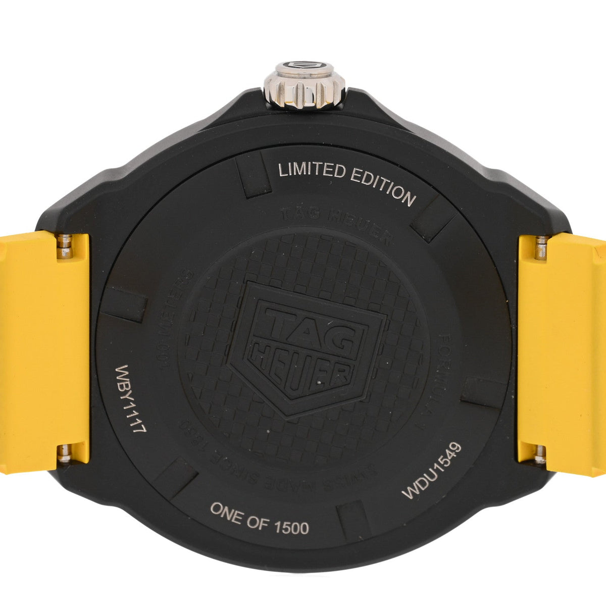 DLC Stainless Steel Rubber 38mm Formula 1 Solargraph Quartz Watch Black Yellow WBY1117