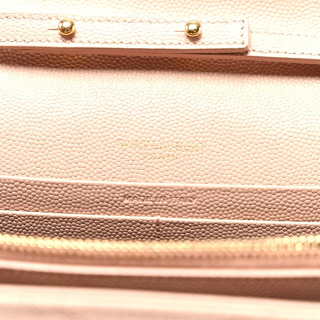 Grain De Poudre Matelasse Chevron Monogram Chain Wallet Pale Pink