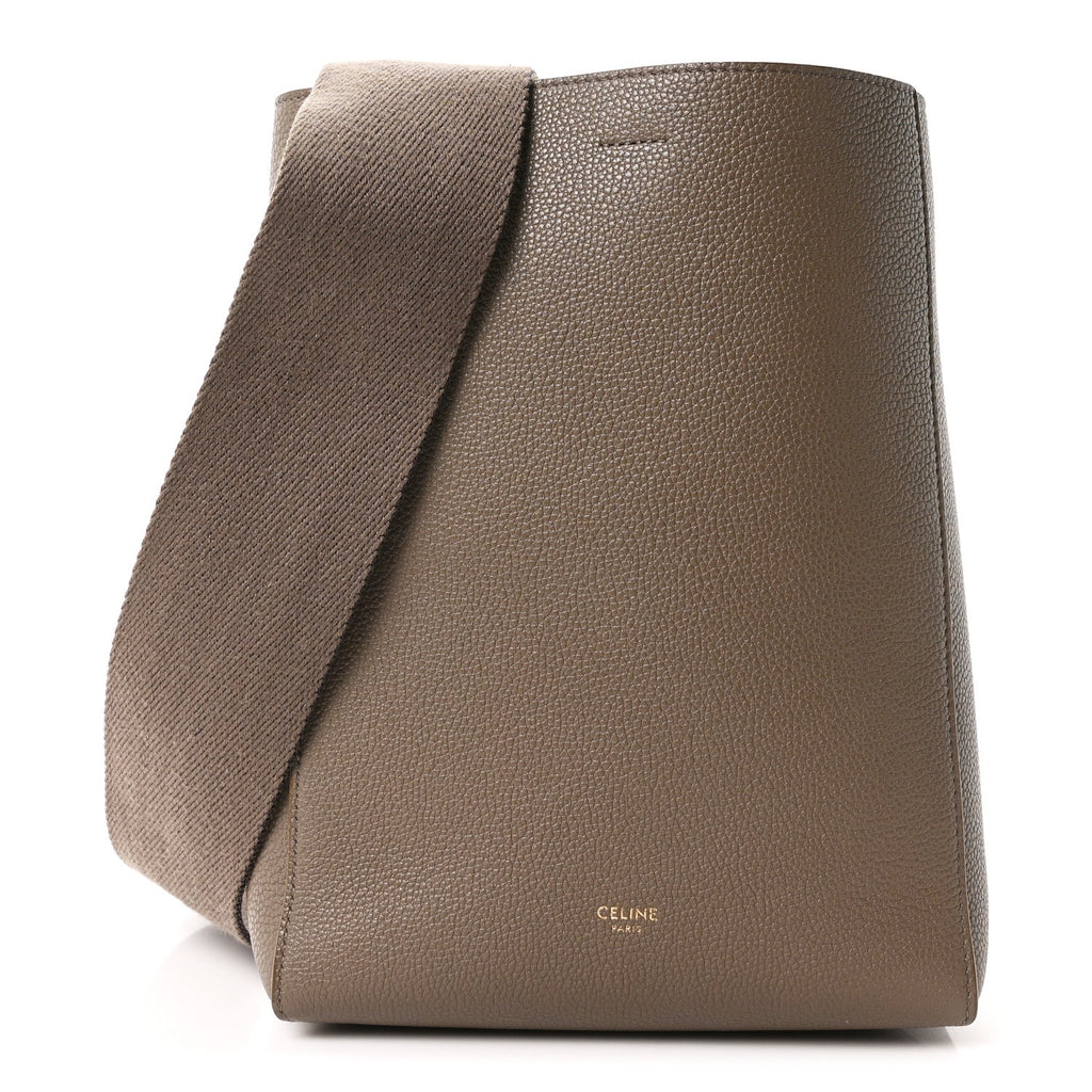 Soft Grained Calfskin Small Sangle Bucket Bag Taupe