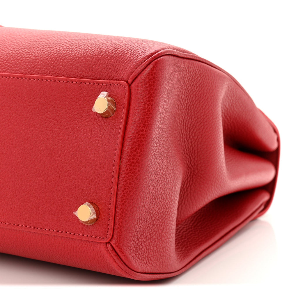 Grained Calfskin Classique 16 Top Handle Bag Red
