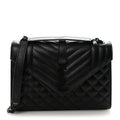 Grain De Poudre Textured Mixed Matelasse Triquilt Medium Monogram Monochrome Satchel Black