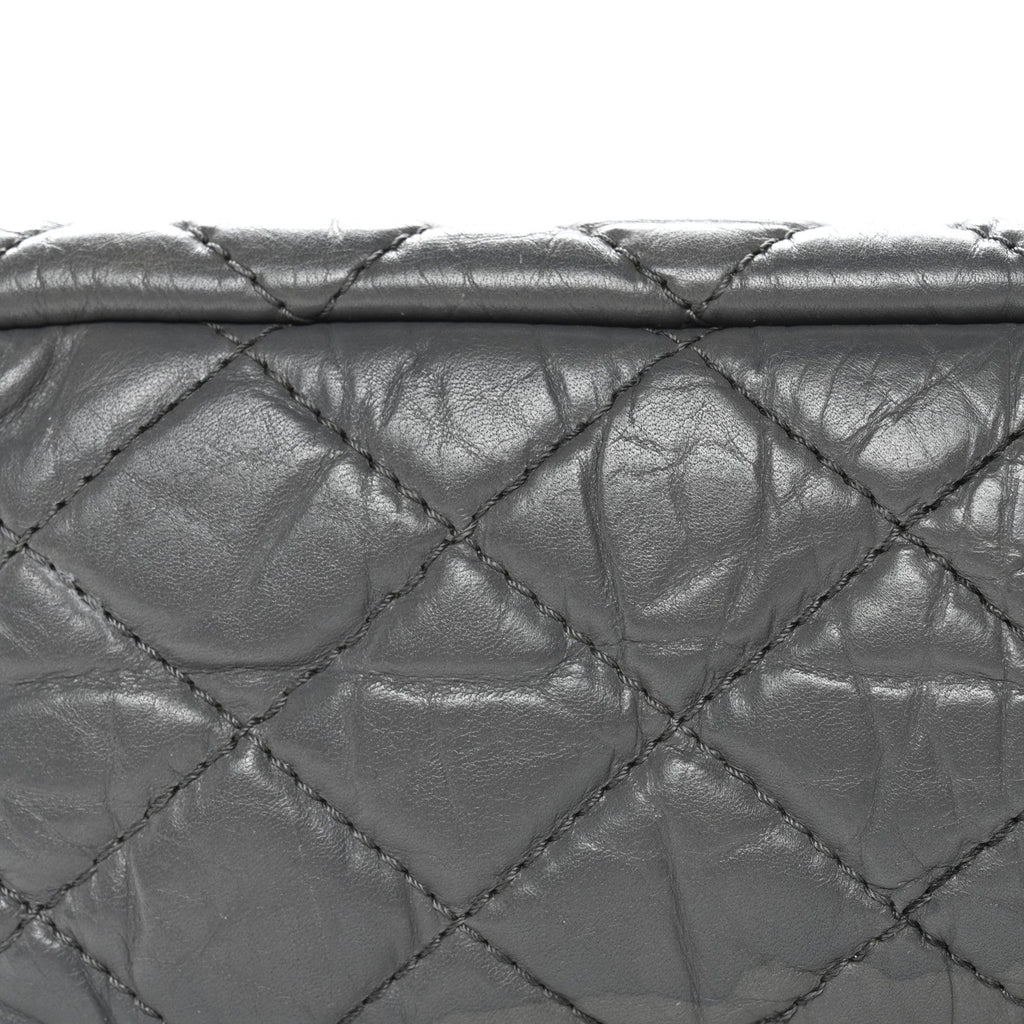 Aged Calfskin Quilted Large Reissue Camera Case Grey