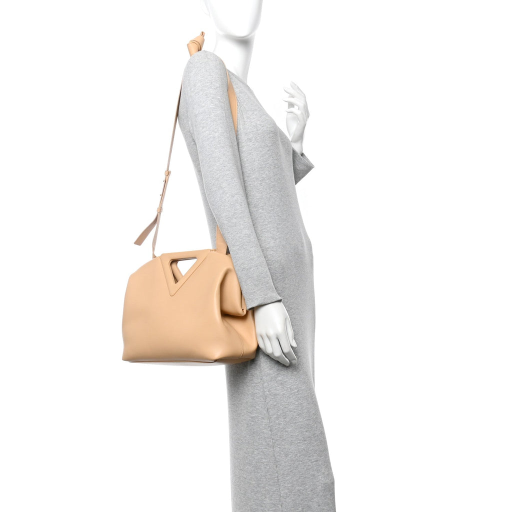Calfskin Medium The Point Triangle Bag Almond