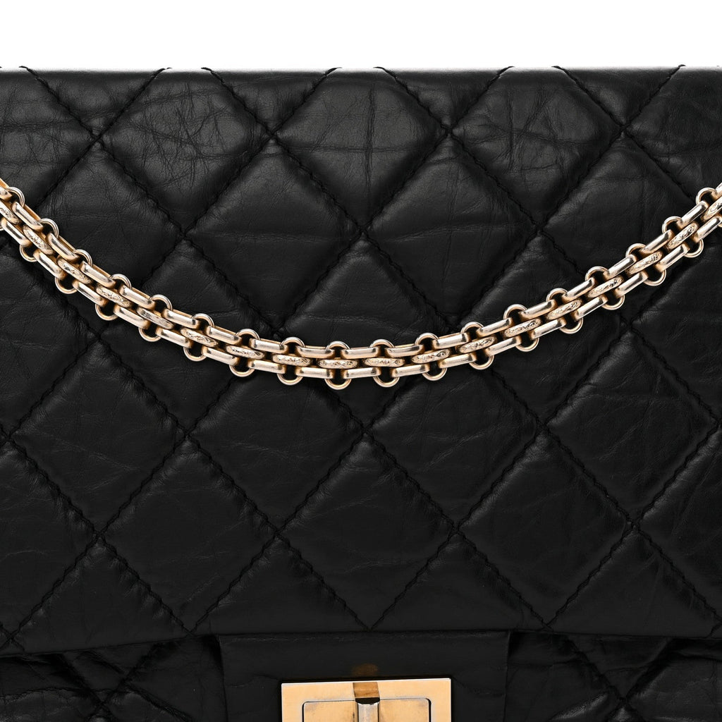 Aged Calfskin Quilted 2.55 Reissue 227 Flap Black