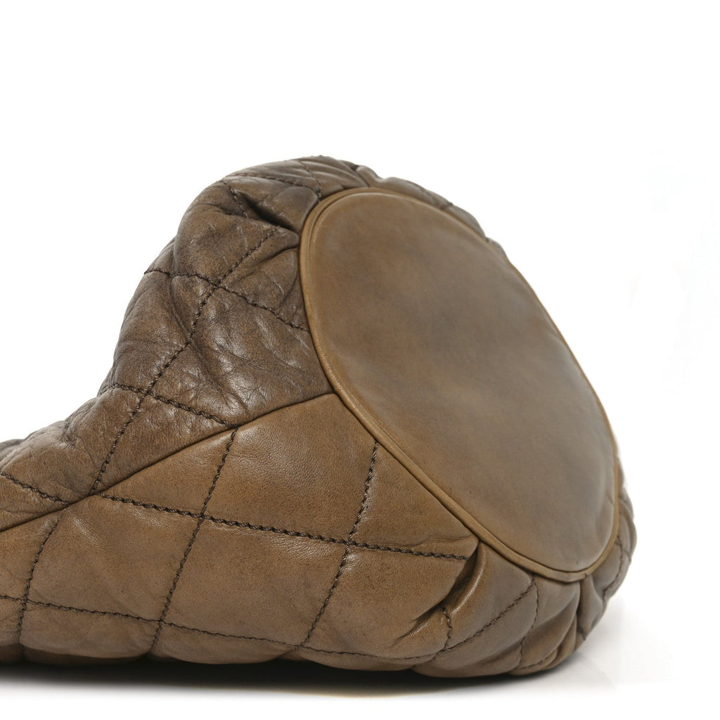 Lambskin Quilted Cloudy Bundle Hobo Beige
