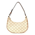 Canvas Calfskin Ava Triomphe Shoulder Bag White