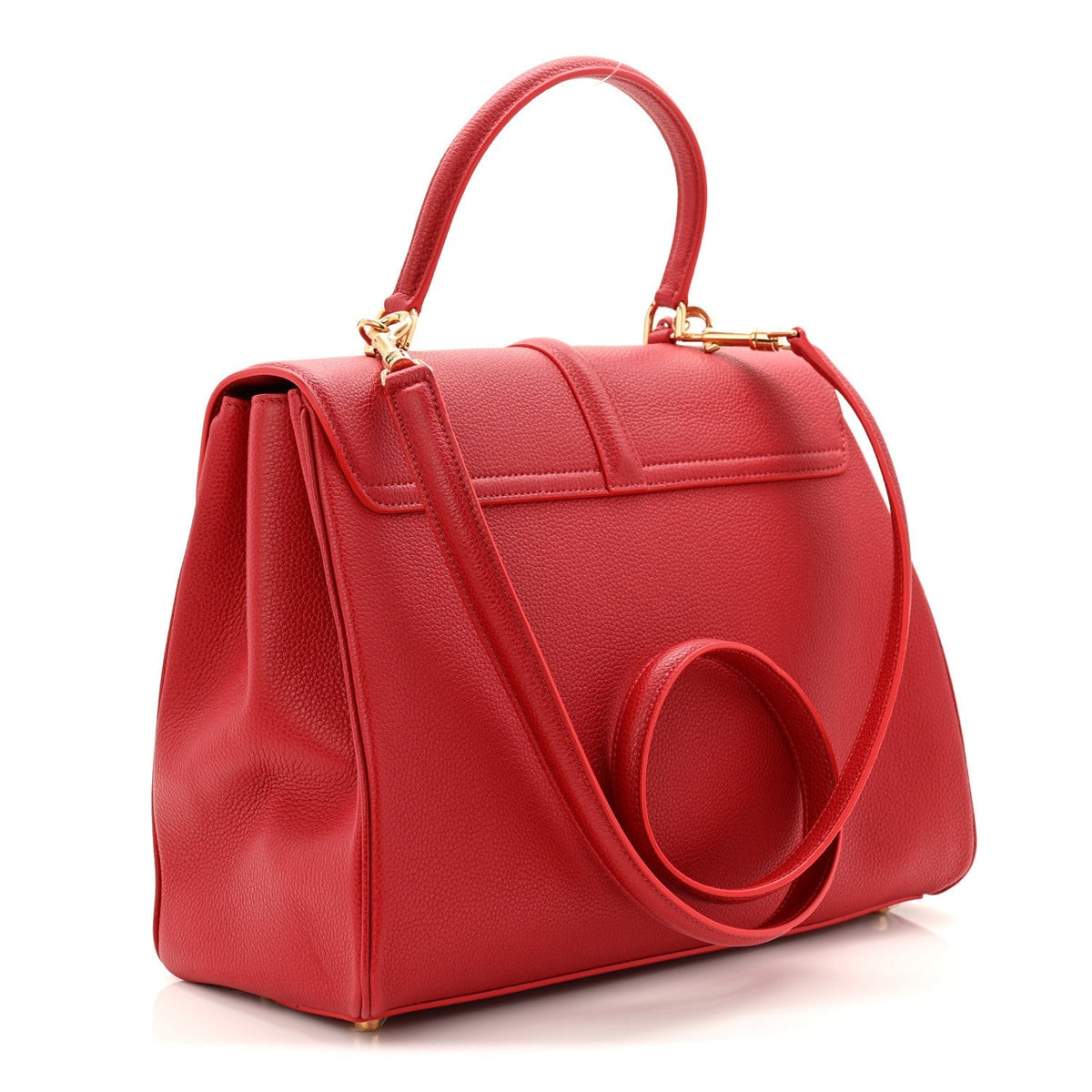 Grained Calfskin Classique 16 Top Handle Bag Red