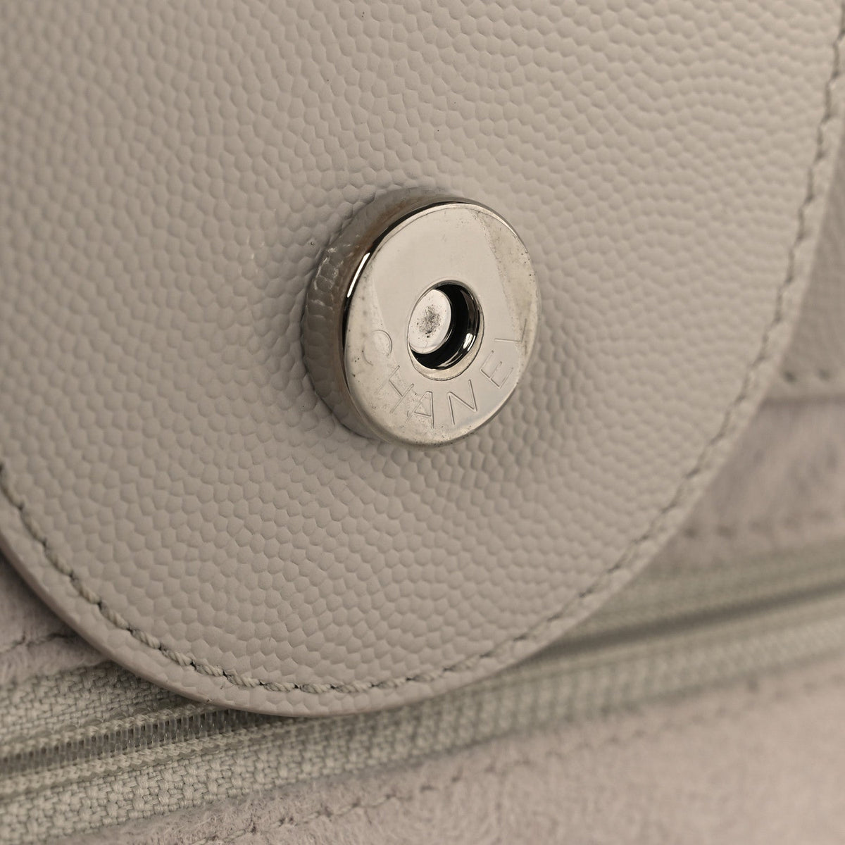 Caviar Medium Studded Deauville Tote Ivory