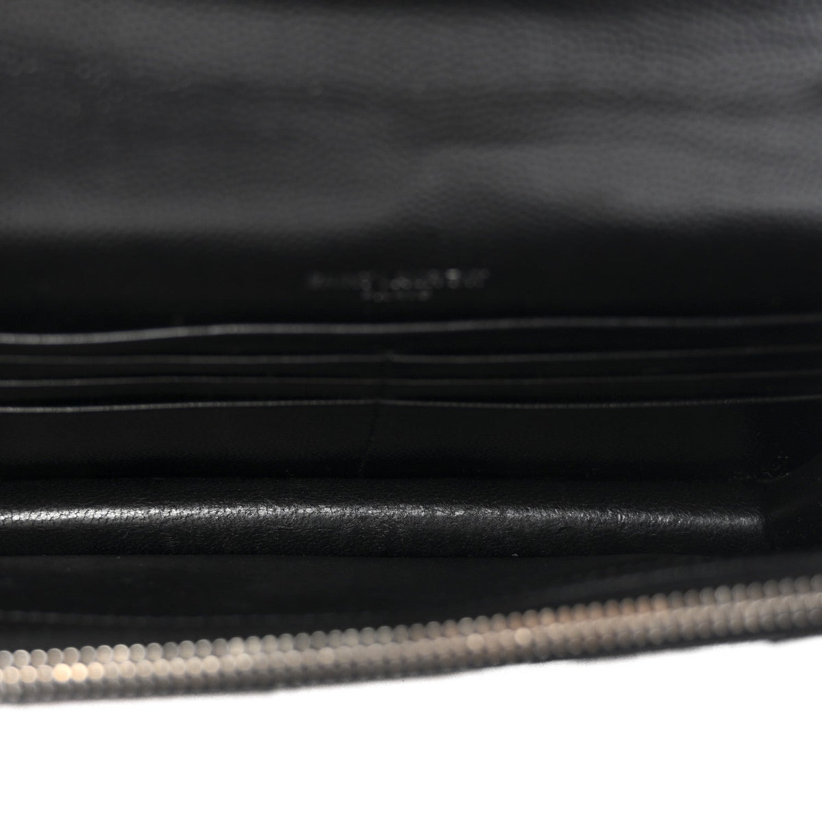 Grain De Poudre Matelasse Chevron Monogram Envelope Chain Wallet Black