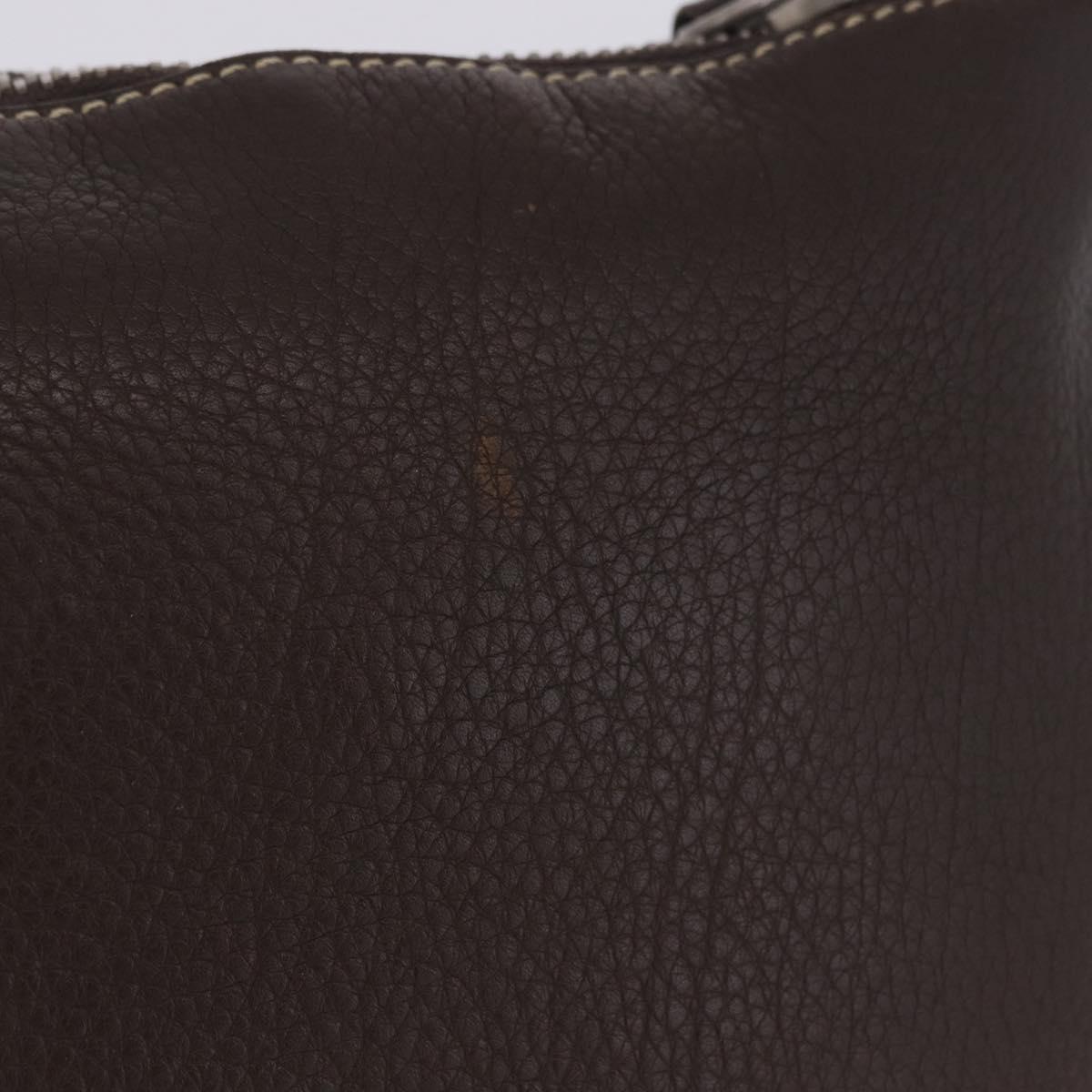 PRADA Shoulder Bag Leather Brown Silver Auth am12574V