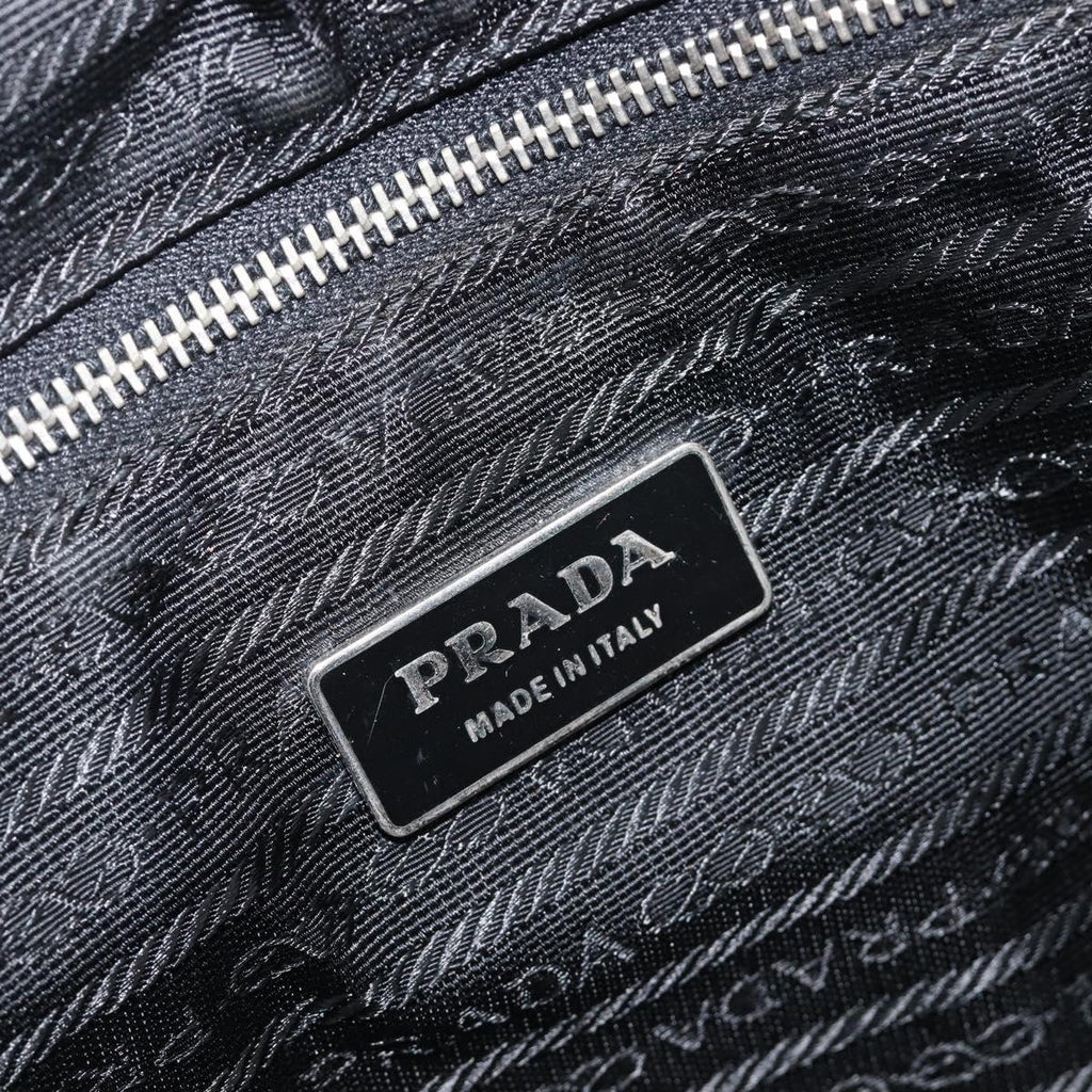PRADA Hand Bag Nylon Leather Black Silver Auth am12578V