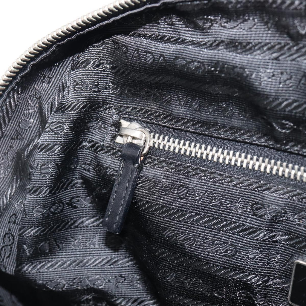PRADA Hand Bag Nylon Leather Black Silver Auth am12578V