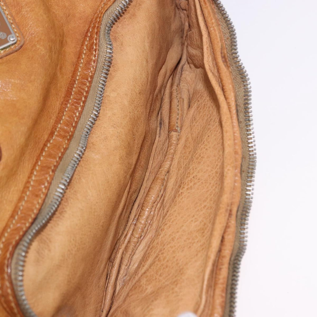 PRADA Hand Bag Leather Brown Silver Auth am12592V