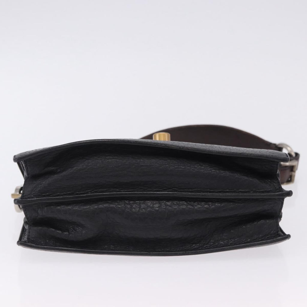 PRADA Ready Lock Shoulder Hand Bag Leather Black Gold Auth am12604V