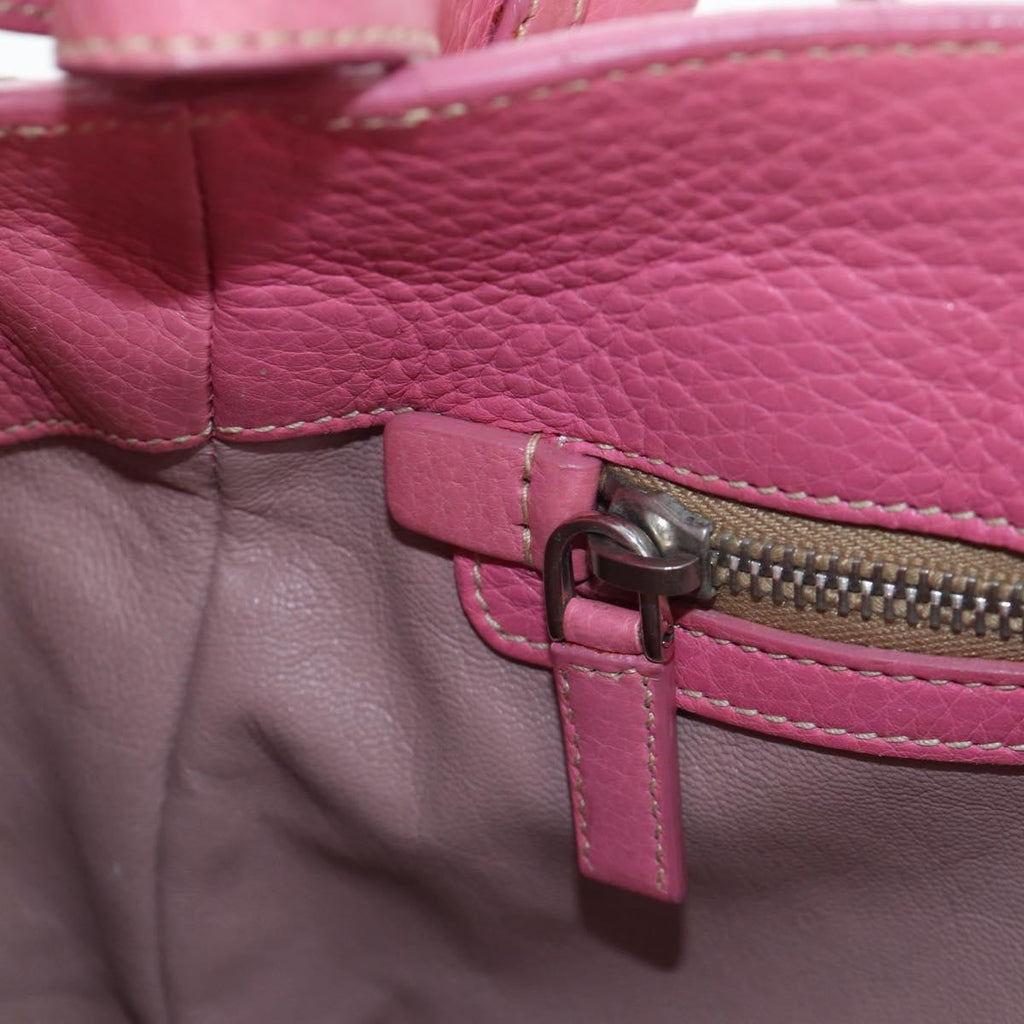 PRADA Shoulder Bag Raffia Beige Pink Silver Auth am12710V