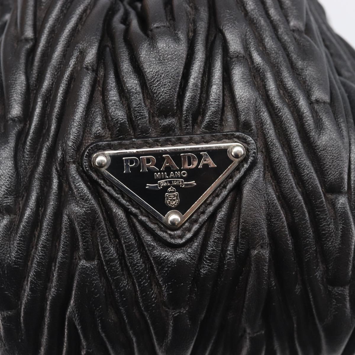 PRADA Hand Bag Leather Black Silver BN1235 Auth am12716A