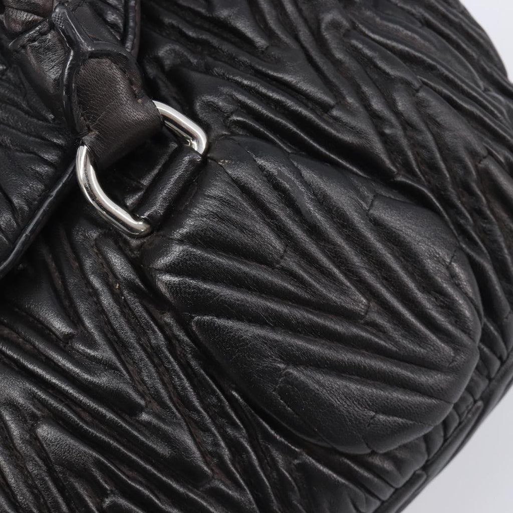 PRADA Hand Bag Leather Black Silver BN1235 Auth am12716A