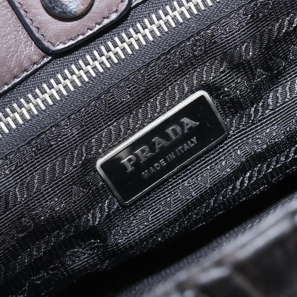 PRADA Hand Bag Leather Black Silver BN1235 Auth am12716A