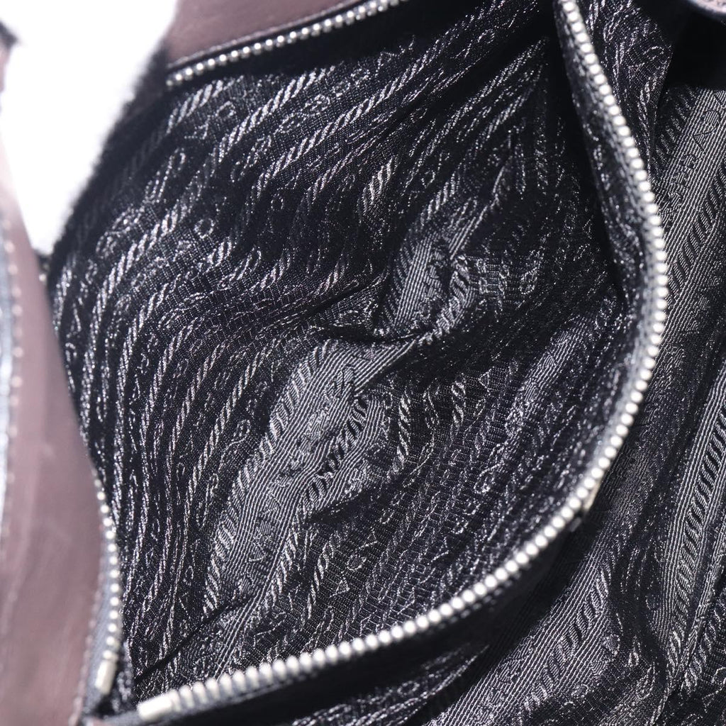 PRADA Hand Bag Leather Black Silver BN1235 Auth am12716A