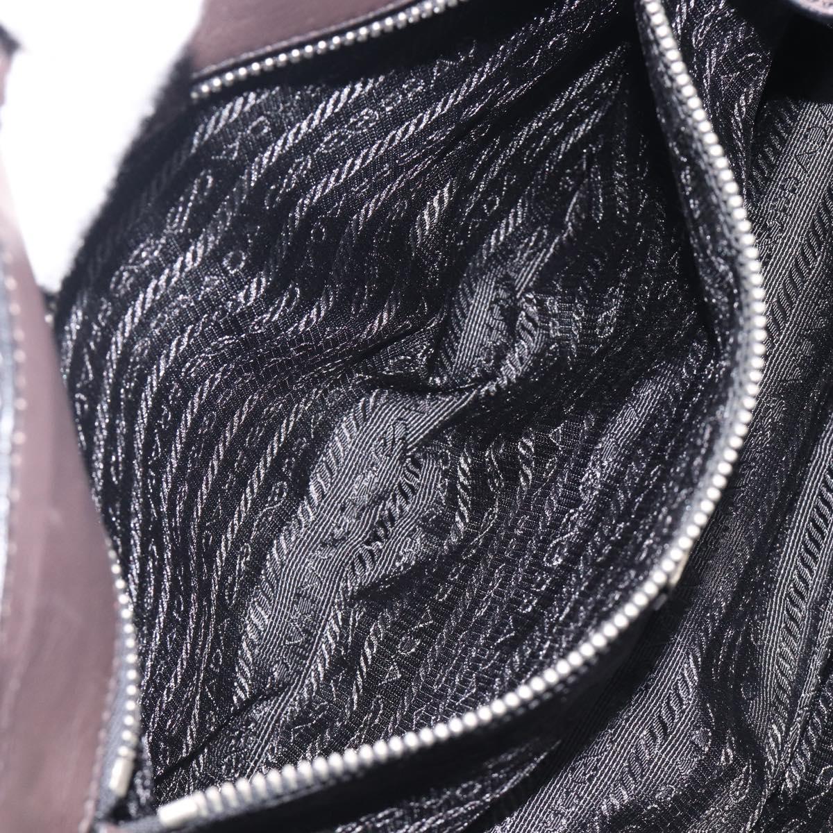 PRADA Hand Bag Leather Black Silver BN1235 Auth am12716A