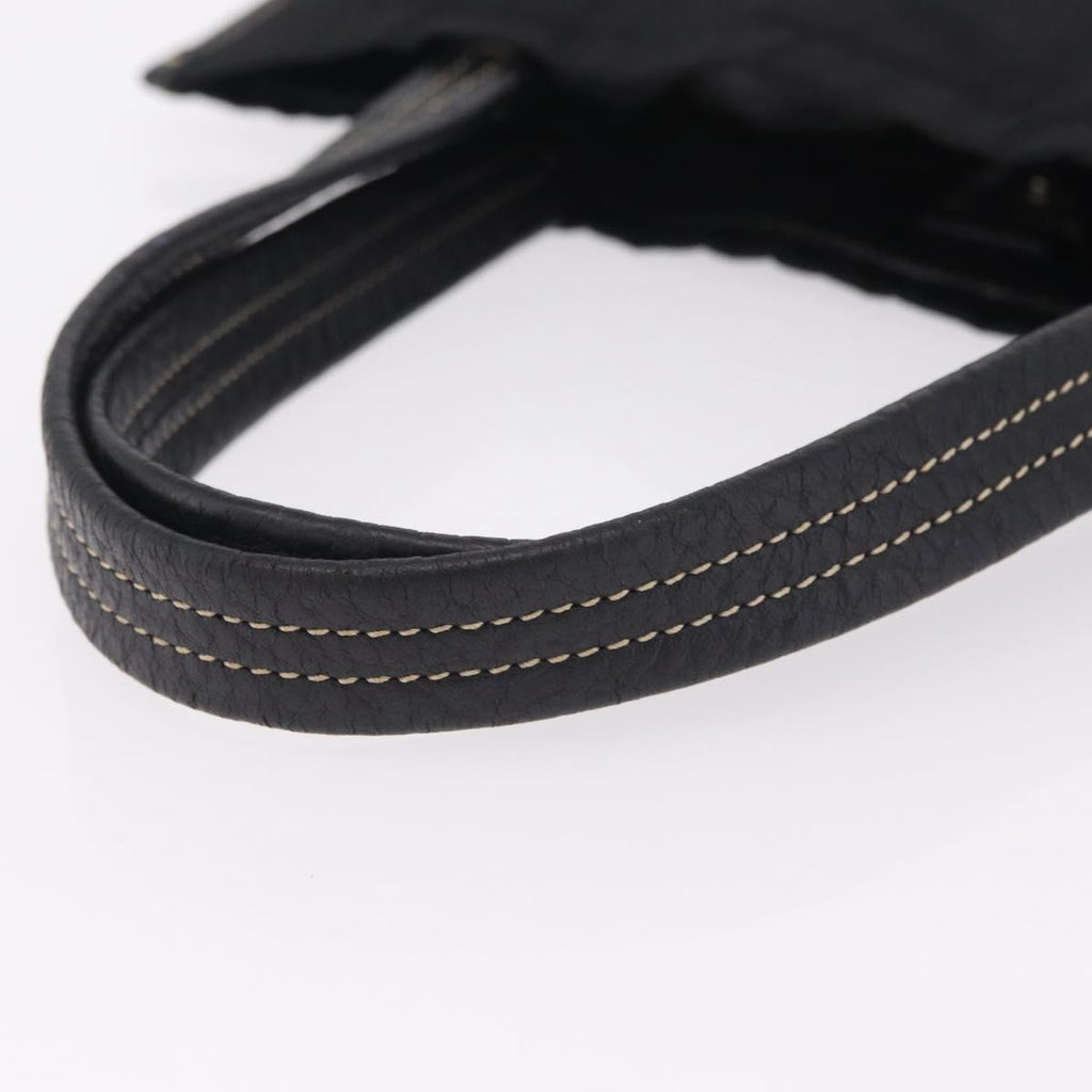 PRADA Tote Bag Nylon Leather Black Silver Auth am12735A