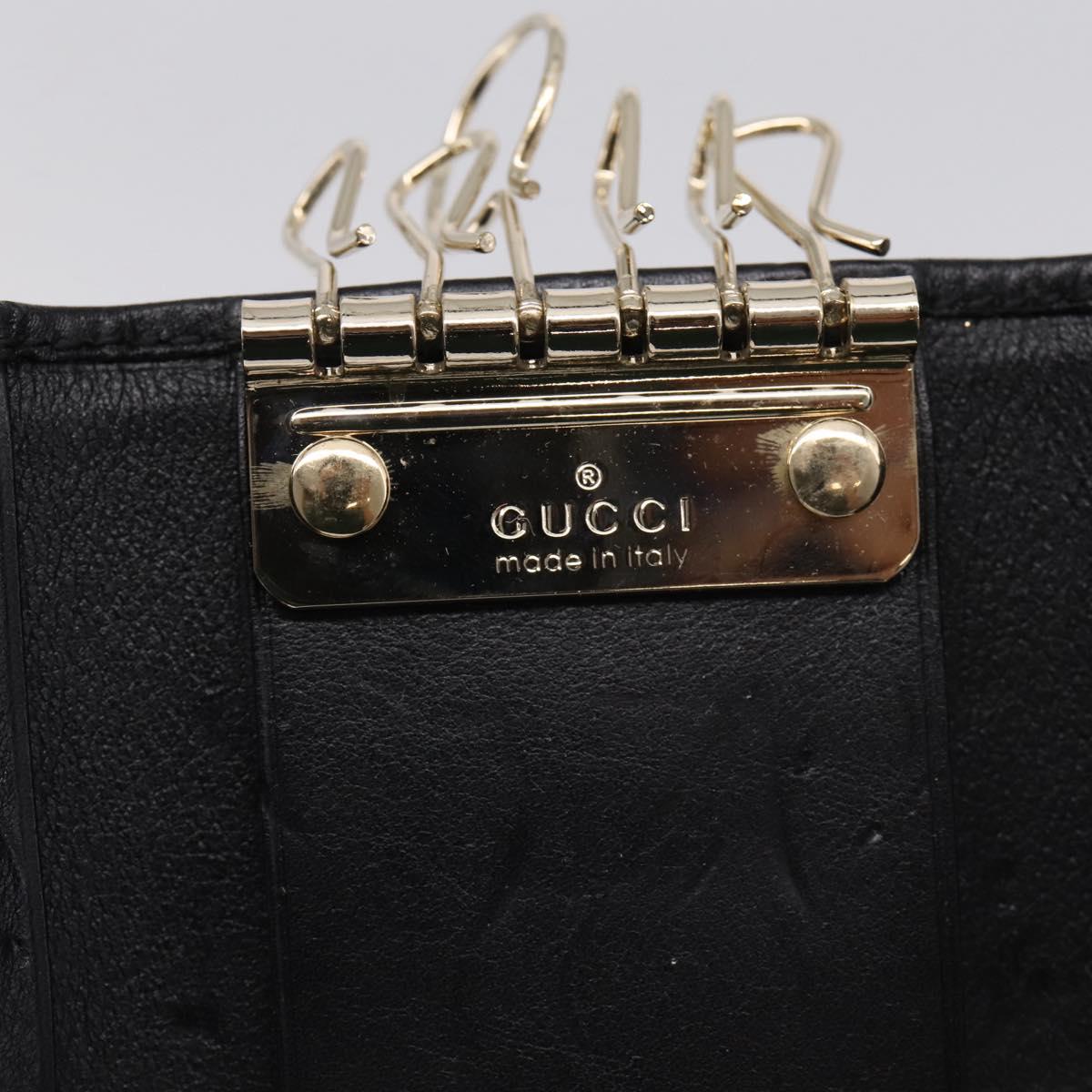 GUCCI GG Canvas Lovely Six Hooks Key Case Black Gold Tone 181599 Auth am12795V