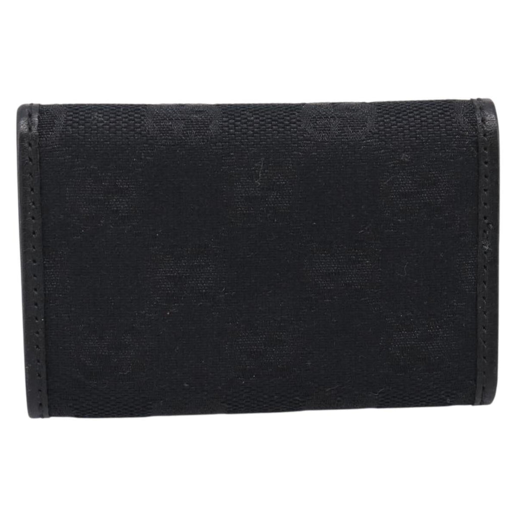 GUCCI GG Canvas Lovely Six Hooks Key Case Black Gold Tone 181599 Auth am12795V