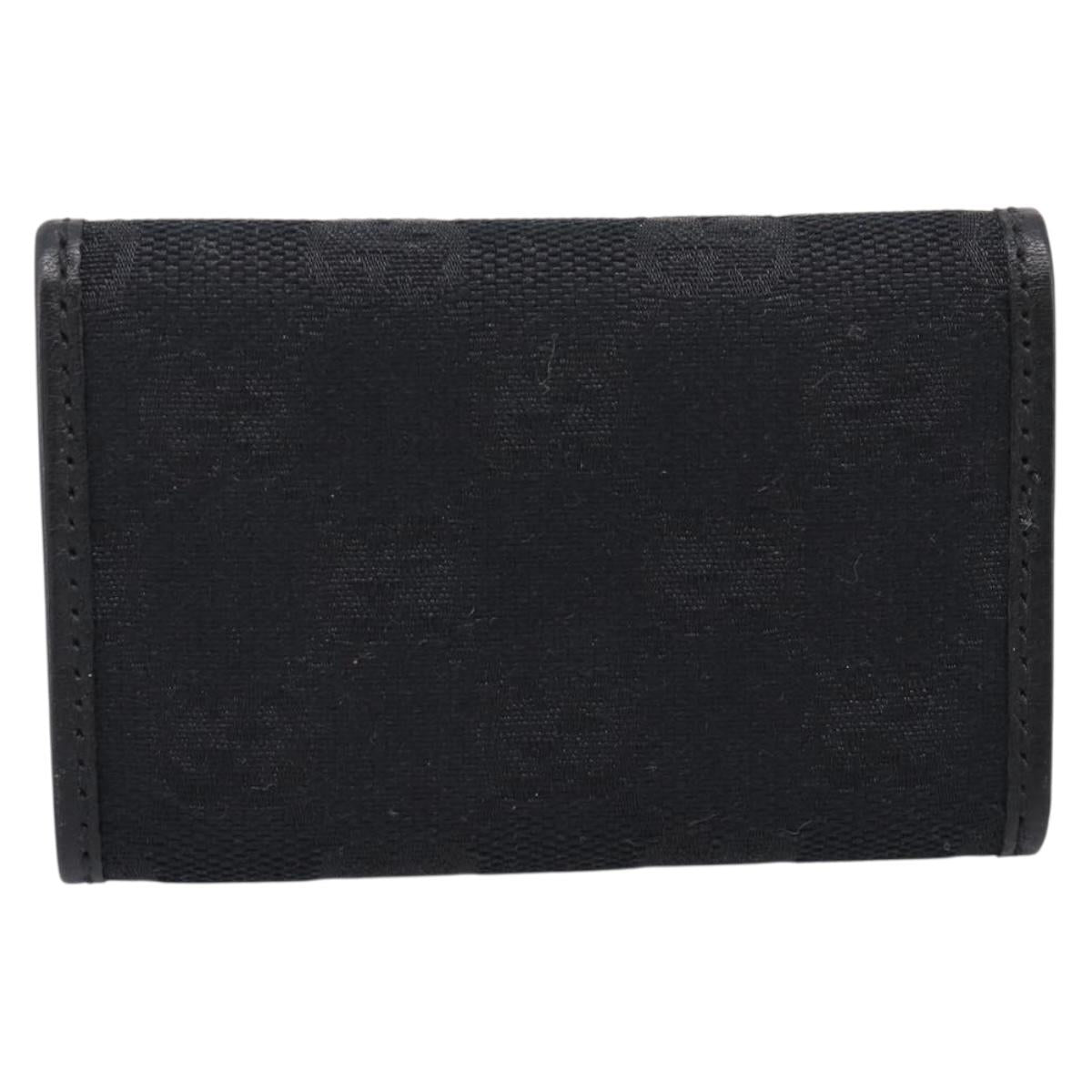 GUCCI GG Canvas Lovely Six Hooks Key Case Black Gold Tone 181599 Auth am12795V