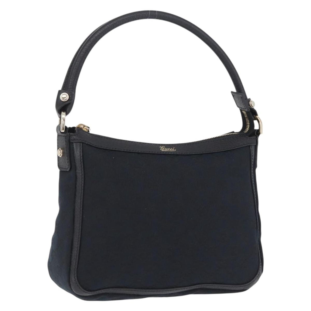 GUCCI GG Canvas Hand Bag Black Gold Tone 146244 Auth am12807V