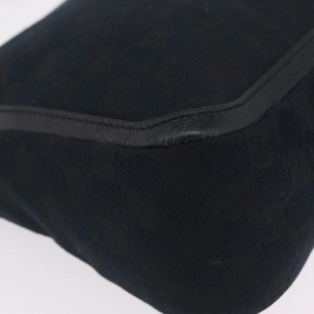 GUCCI GG Canvas Hand Bag Black Gold Tone 146244 Auth am12807V