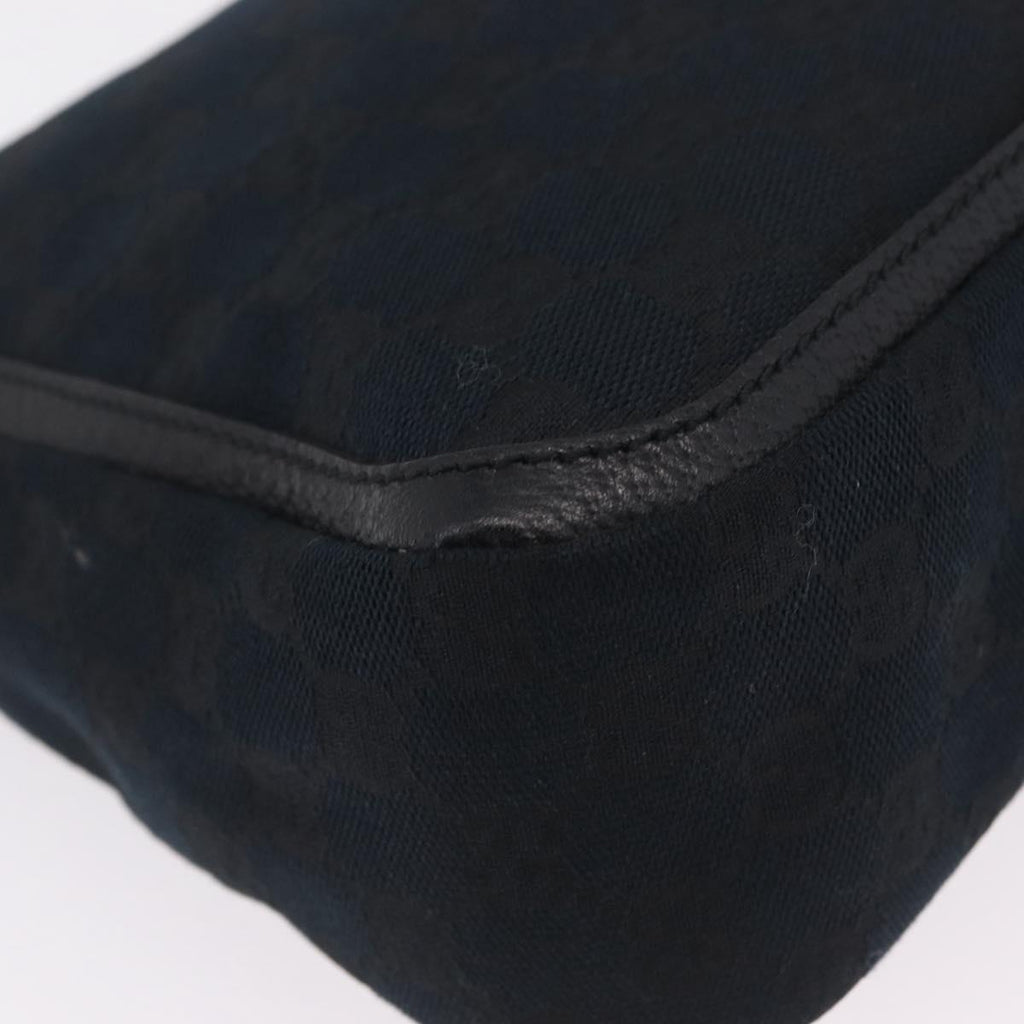 GUCCI GG Canvas Hand Bag Black Gold Tone 146244 Auth am12807V