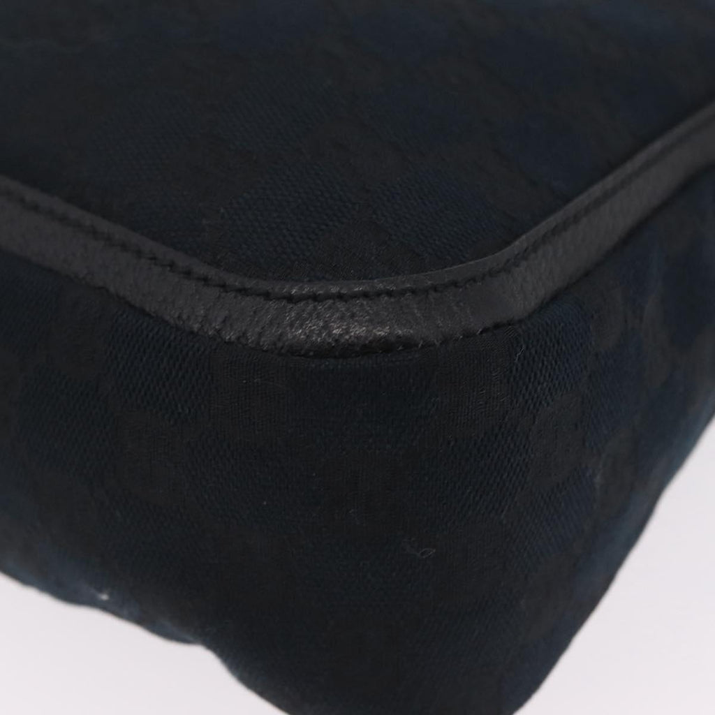 GUCCI GG Canvas Hand Bag Black Gold Tone 146244 Auth am12807V