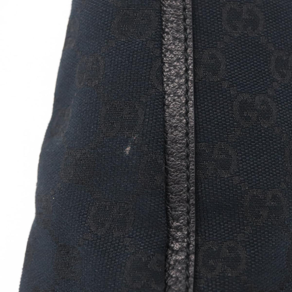 GUCCI GG Canvas Hand Bag Black Gold Tone 146244 Auth am12807V