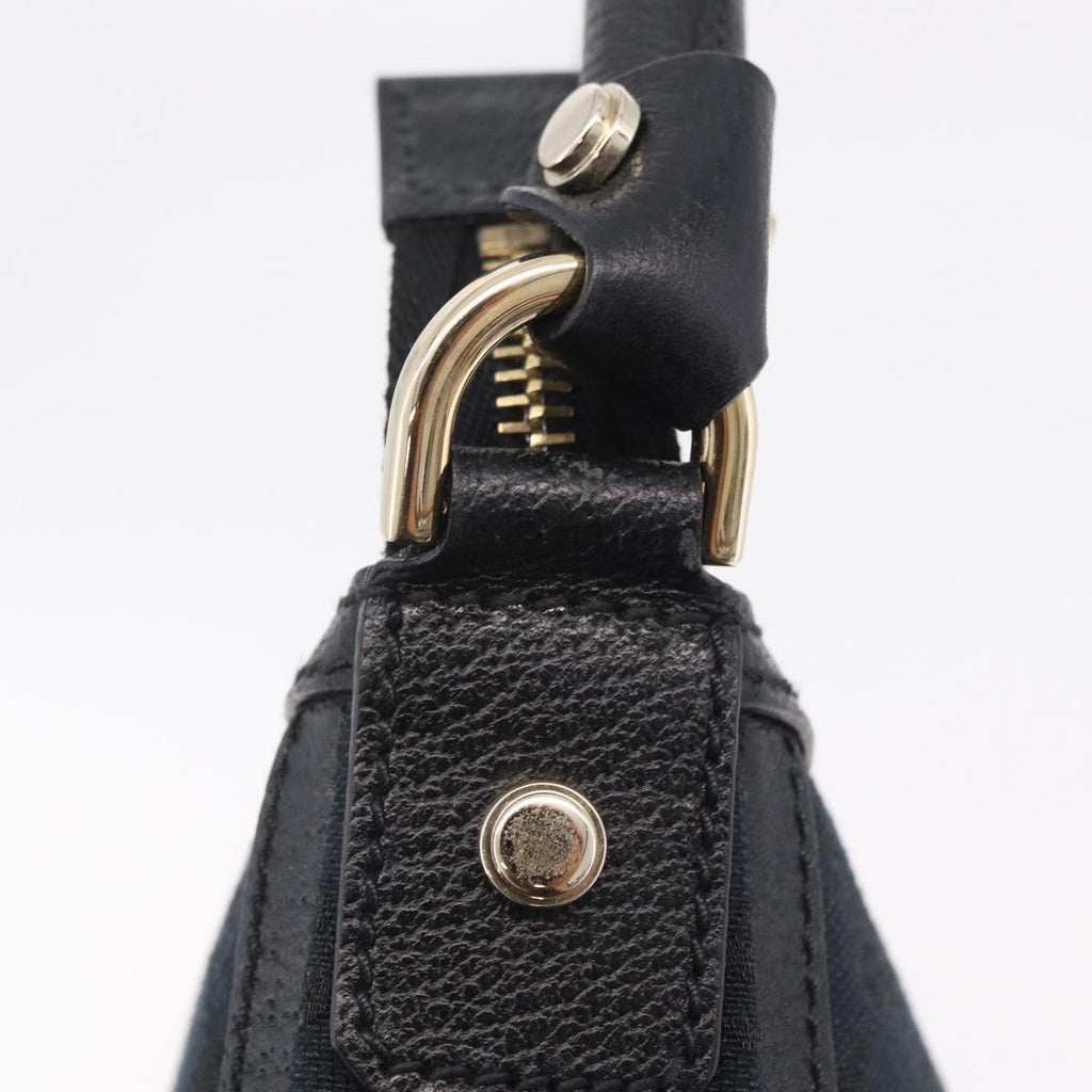 GUCCI GG Canvas Hand Bag Black Gold Tone 146244 Auth am12807V