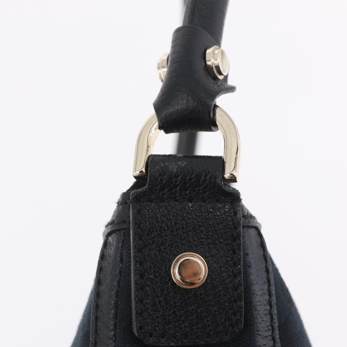 GUCCI GG Canvas Hand Bag Black Gold Tone 146244 Auth am12807V