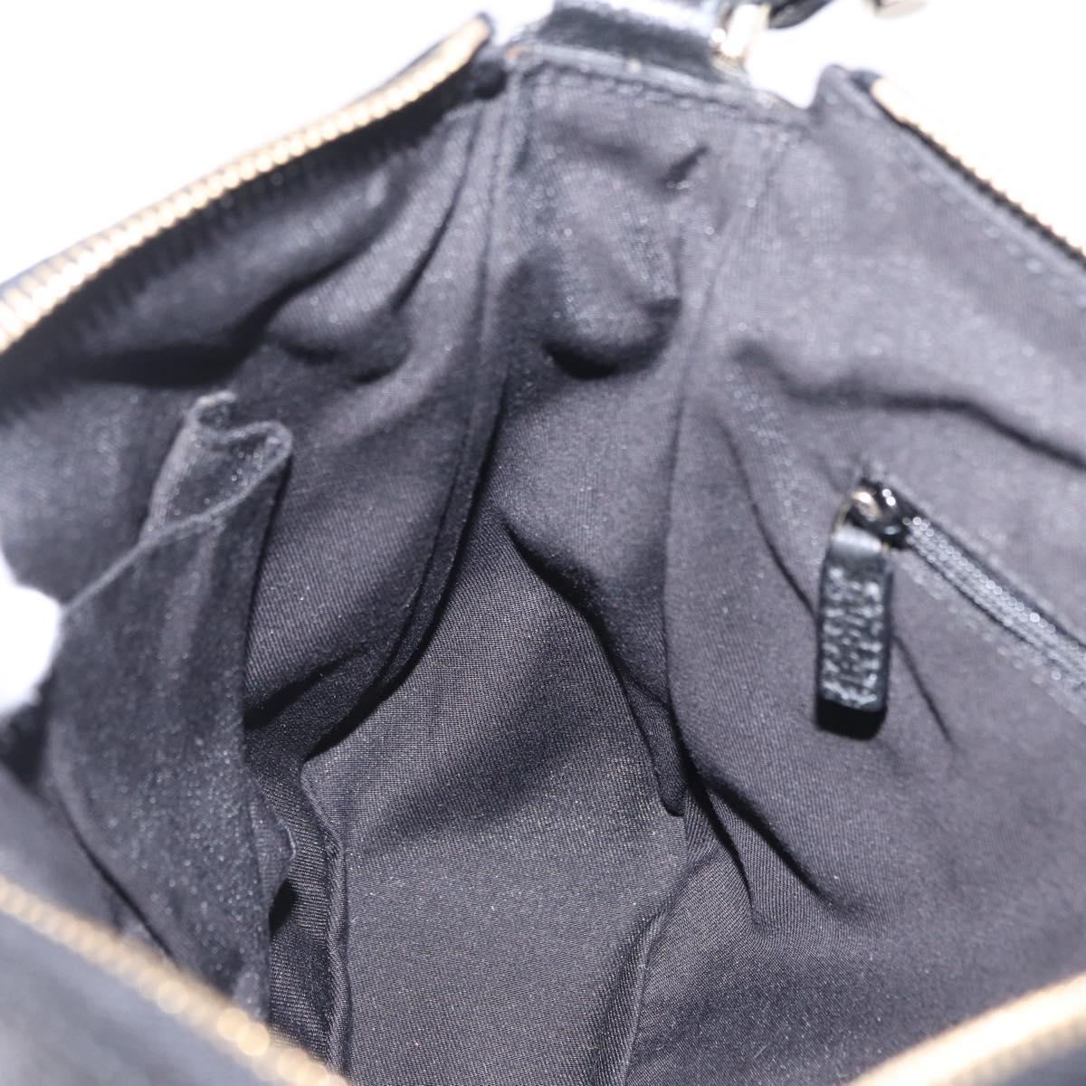 GUCCI GG Canvas Hand Bag Black Gold Tone 146244 Auth am12807V