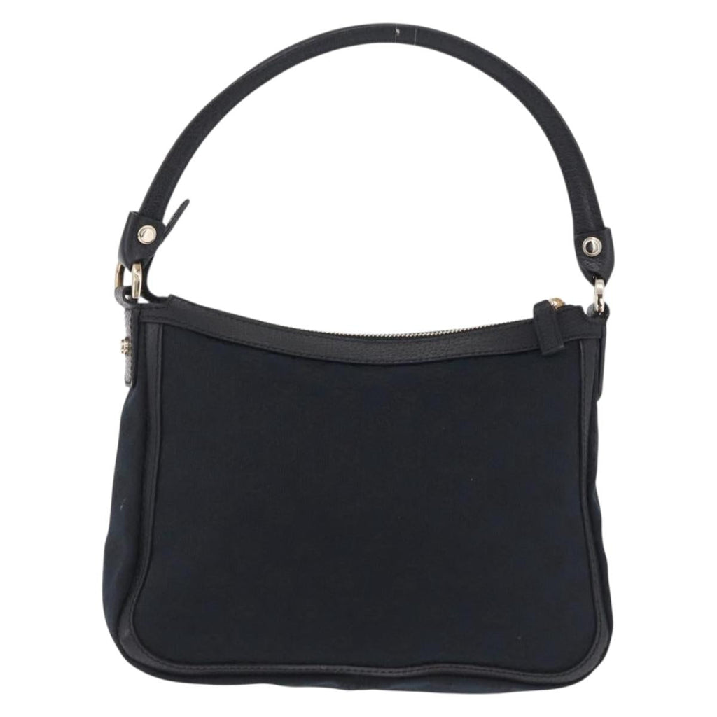 GUCCI GG Canvas Hand Bag Black Gold Tone 146244 Auth am12807V