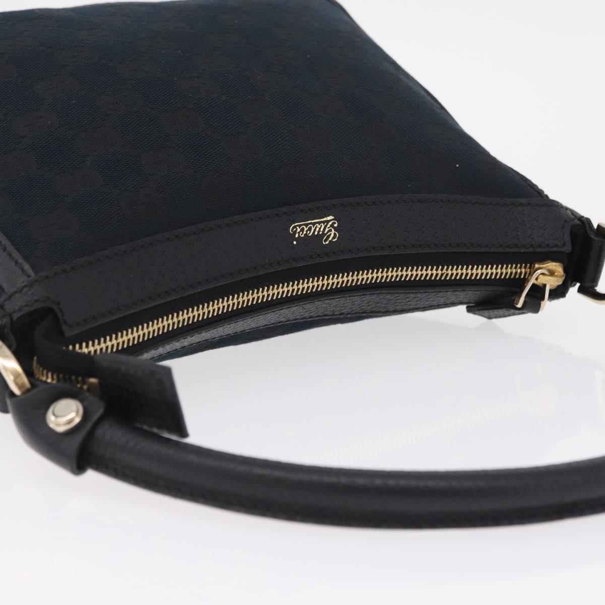 GUCCI GG Canvas Hand Bag Black Gold Tone 146244 Auth am12807V