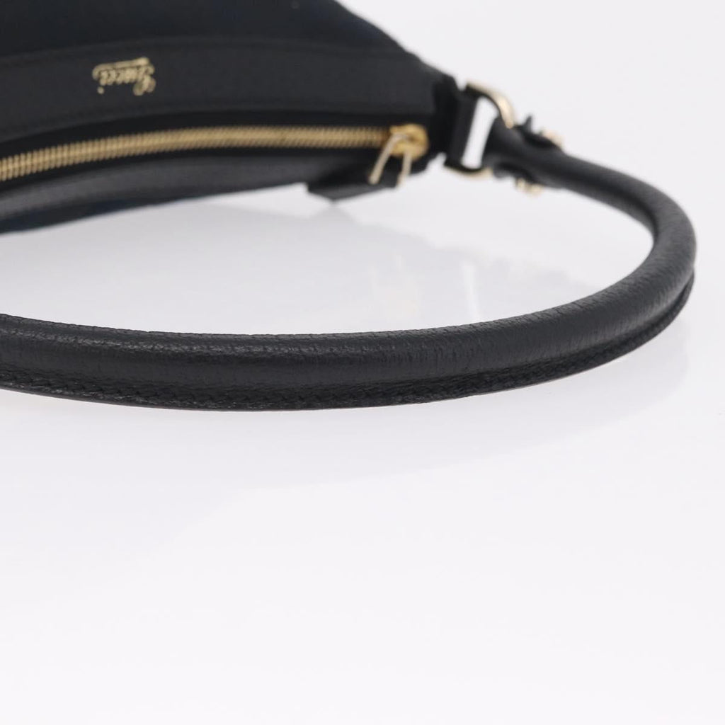 GUCCI GG Canvas Hand Bag Black Gold Tone 146244 Auth am12807V
